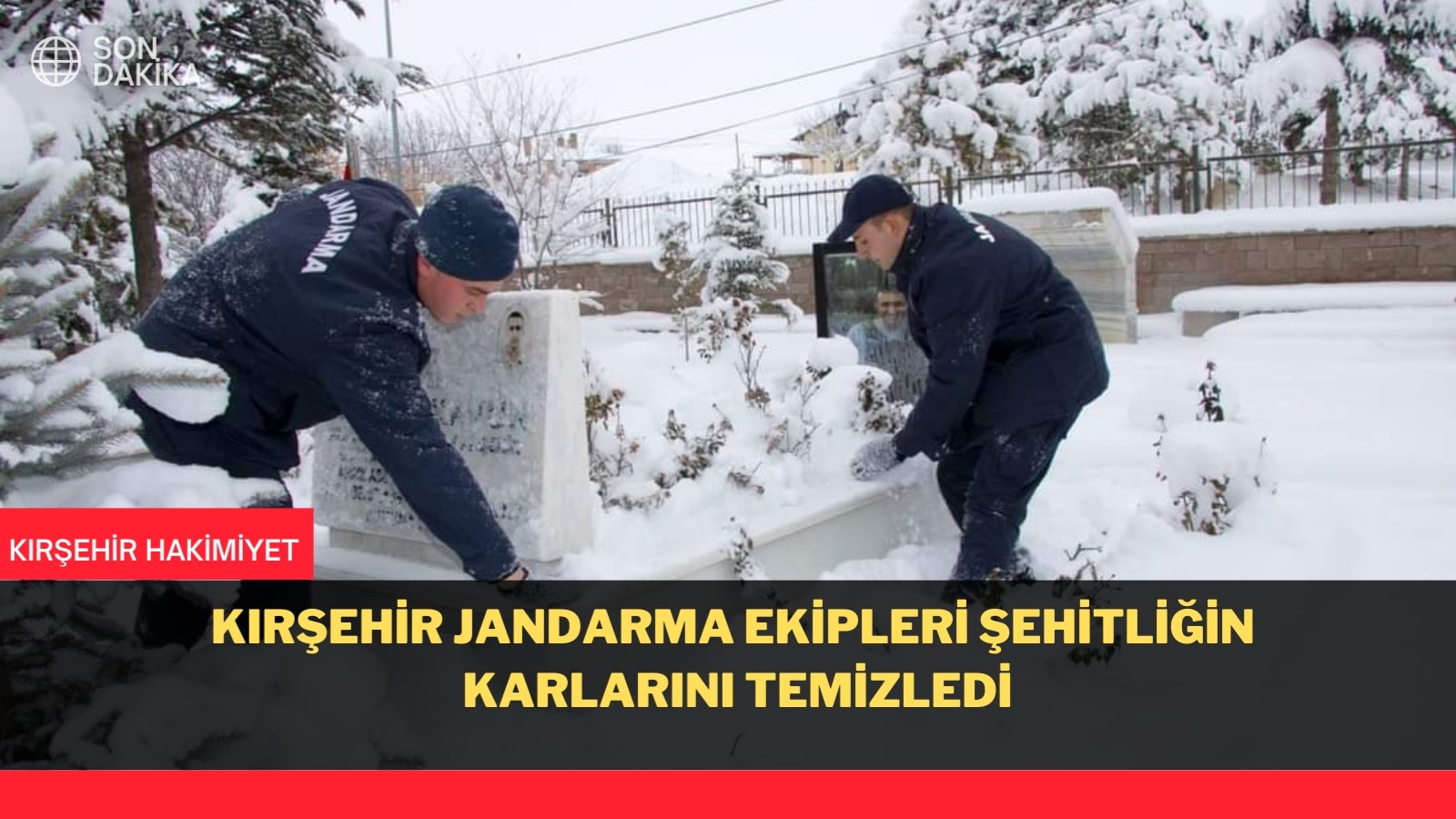 Kırşehir jandarma şehitliği kardan temizledi