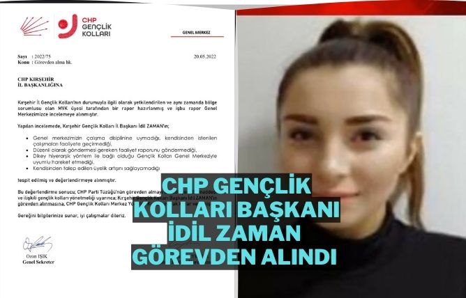 CHP Kırşehir Gençlik Kolları Başkanı İdil Zaman görevinden alındı