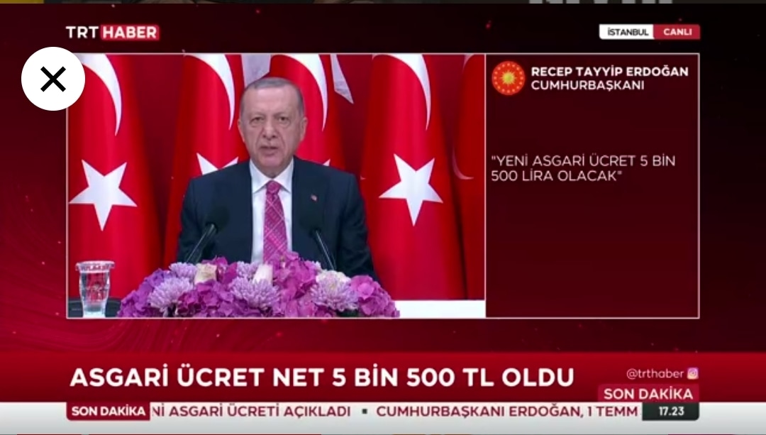 Cumhurbaşkanı Erdoğan: Asgari ücret 5 bin 500 lira 