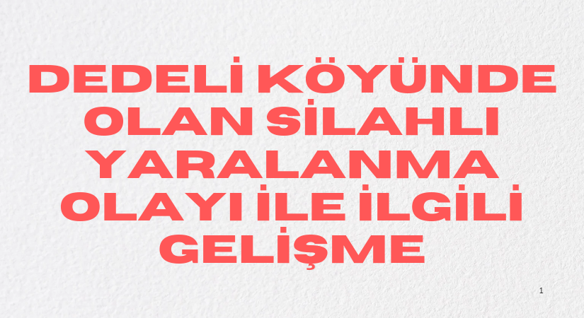 Dedeli köyündeki olayla ilgili bir kişi gözaltına alındı