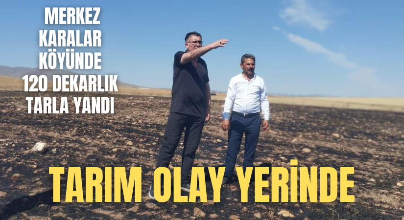 Karalar köyünde tarla yandı